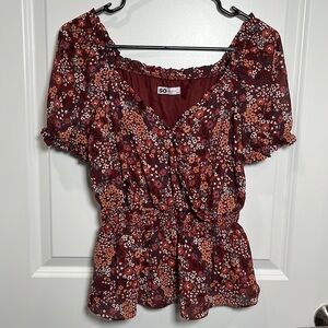 Maroon Floral Top